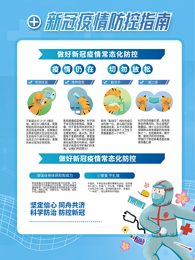 蓝色简约新冠肺炎病毒疫情防控海报