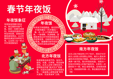2018春节年夜饭手抄报电子小报