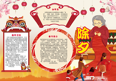 除夕回家过年新年电子小报模版