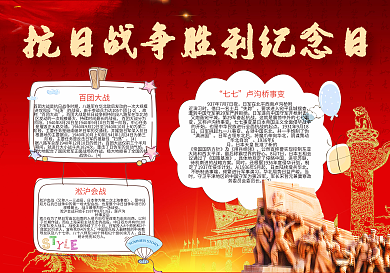 抗日战争胜利73周年宣传小报模版