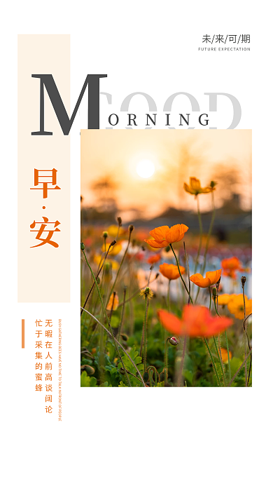 简约大气早安配图海报