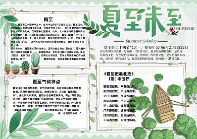 手绘清新二十四节气电子小报手抄报模板