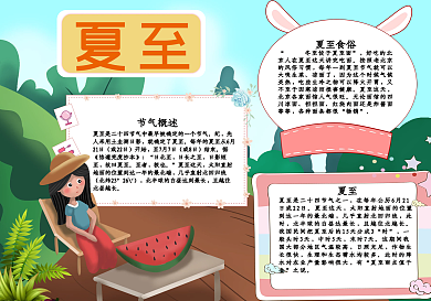 炎热夏至手抄报小报psd