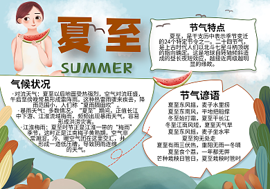 二十四节气夏至节气小报