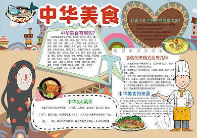 卡通中华美食小报模板