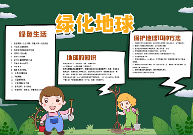 校园绿化地球黑板报