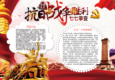 庆祝抗日战争胜利电子小报模版