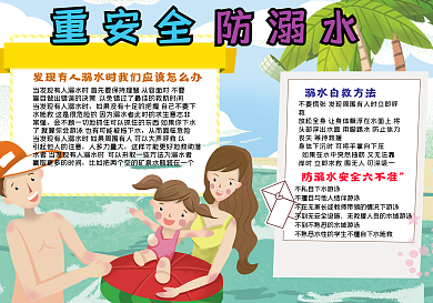 温馨卡通防溺水手抄报小报