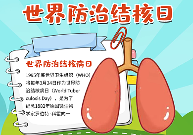 蓝色卡通形象小报世界防治结核日小报
