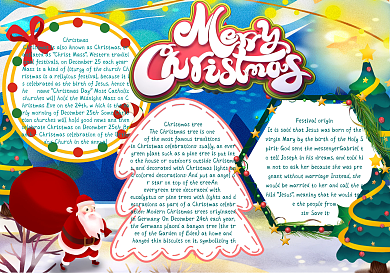 圣诞节快乐英文手抄报小报