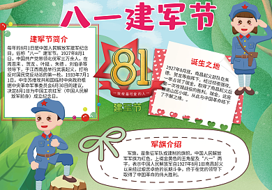 简约卡通八一建军节手抄报