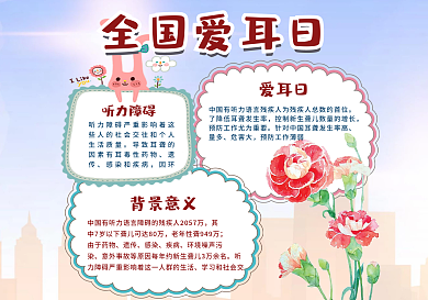 可爱插画风格卡通医生全国爱耳日小报