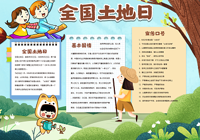 全国土地日手抄报