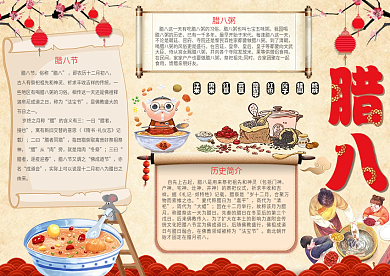 喜庆新年腊八节小报模板