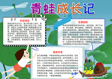 可爱小青蛙成长过程手抄报小报psd