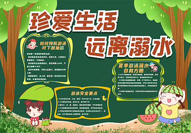 珍爱生命远离溺水黑板报