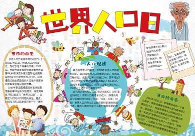 世界中国人口日海报宣传设计手抄报小报word
