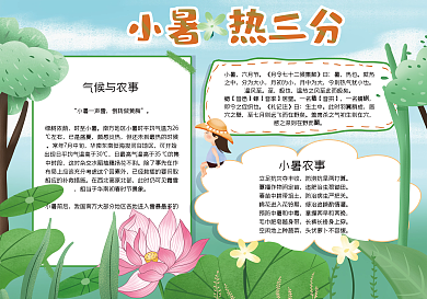 二十四节气小暑电子小报模板