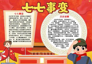 七七事变卢沟桥事变word小报模板
