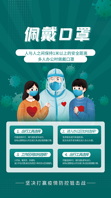 新冠疫情防控佩戴口罩宣传海报