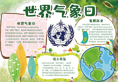 绿色小报环保小报世界气象日小报