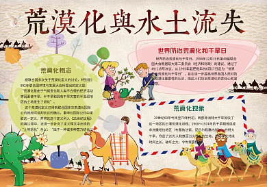 世界防治荒漠化和干旱日环保地球手抄小报