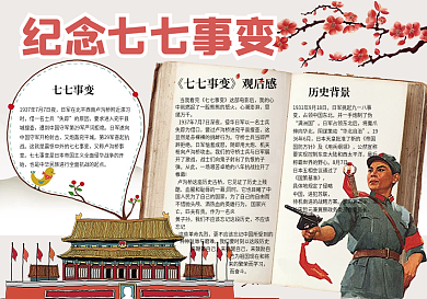 卡通简约七七事变学生电子小报模板