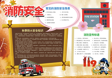 消防小报防火防灾小报模板