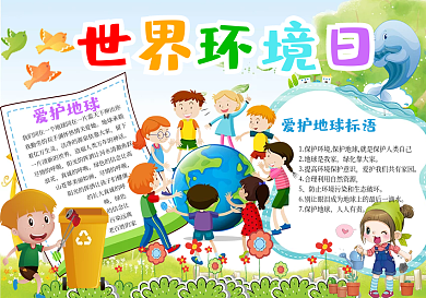 世界环境日 小报 手抄报 环保 电子小报 模板