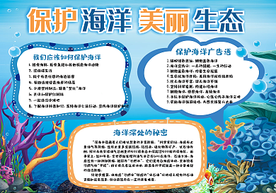 蓝色清新保护海洋公益小报