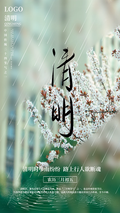 二十四节气清明节海报