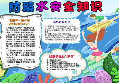 夏天冲浪防溺水安全知识手抄报小报