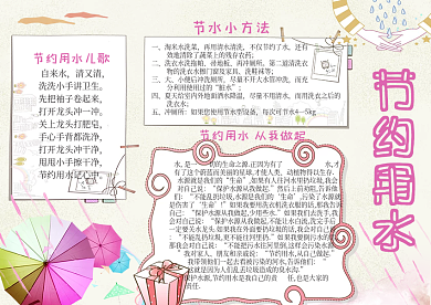 粉色节约用水小报