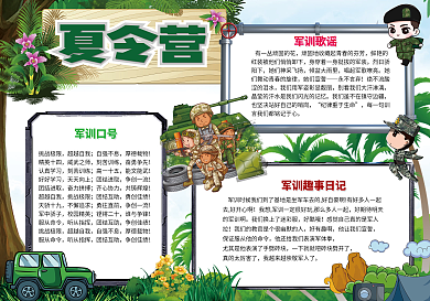 2018年军训夏令营学生小报手抄报模板