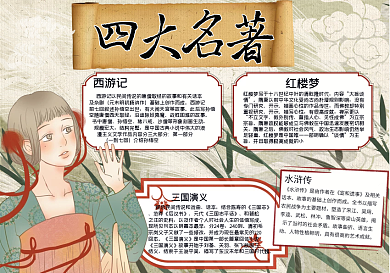 复古中国风四大名著手抄报