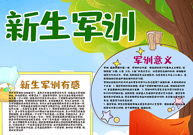 竖版手抄报新生军训