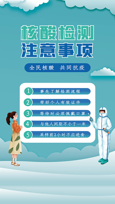 渐变核酸检测注意事项海报