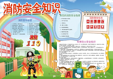消防安全知识校园安全小报模板