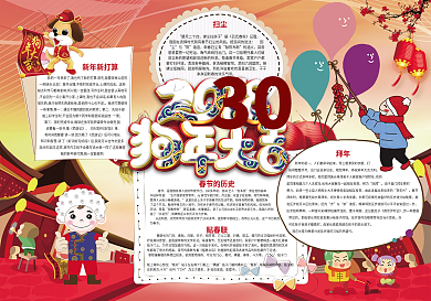 狗年小报新年快乐小报模板