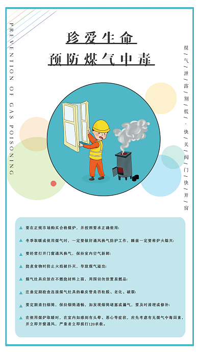 安全教育预防煤气泄露中毒海报