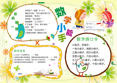 卡通数学小能手校园手抄报PS