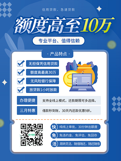 扁平风急速贷款商业海报