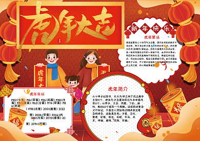 2022红色虎年大吉手抄报