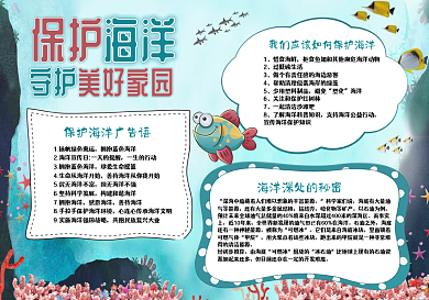 保护海洋守护家园公益小报