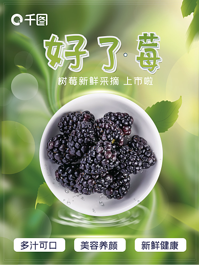 树莓春季水果上市促销高级水果海报