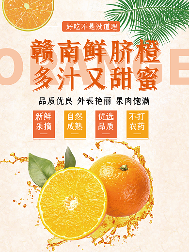 小清新橙子宣传海报