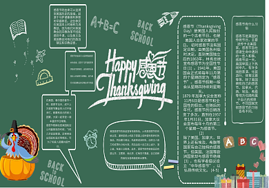 创意卡通感恩节黑板报模板设计