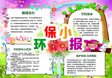 环保小报低碳生活节能绿色地球手抄报电子小报