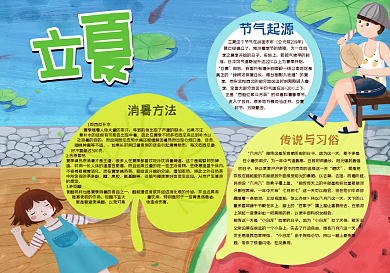 卡通校园小暑小报