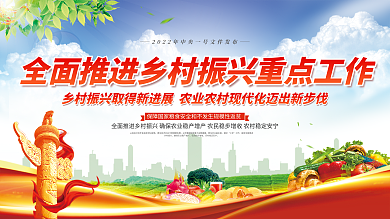 中央一号文件乡村振兴三农工作宣传展板